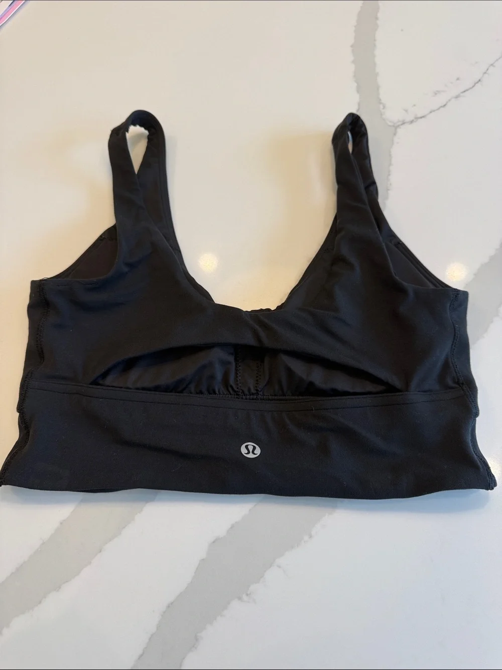lululemon athletica Nulu Twist Front Black Scoop Neck Sports Bra